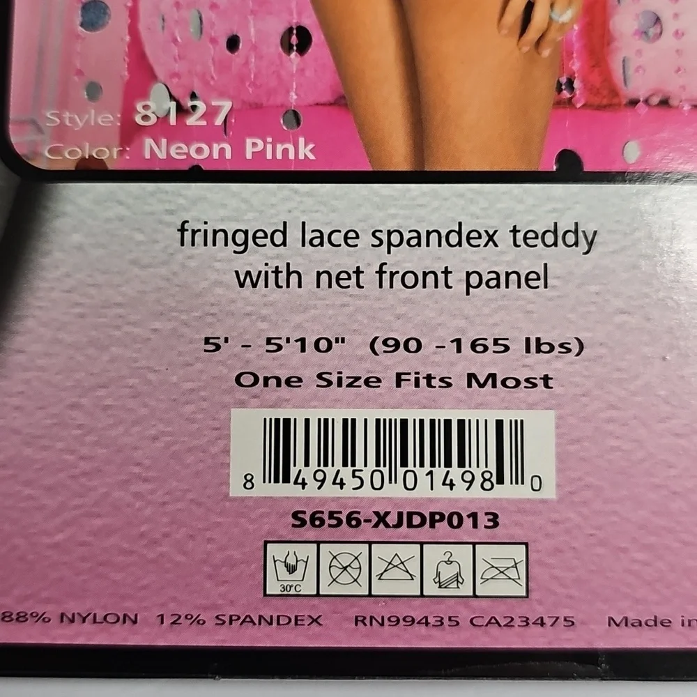 Fringe And Net Lace Teddy Pink